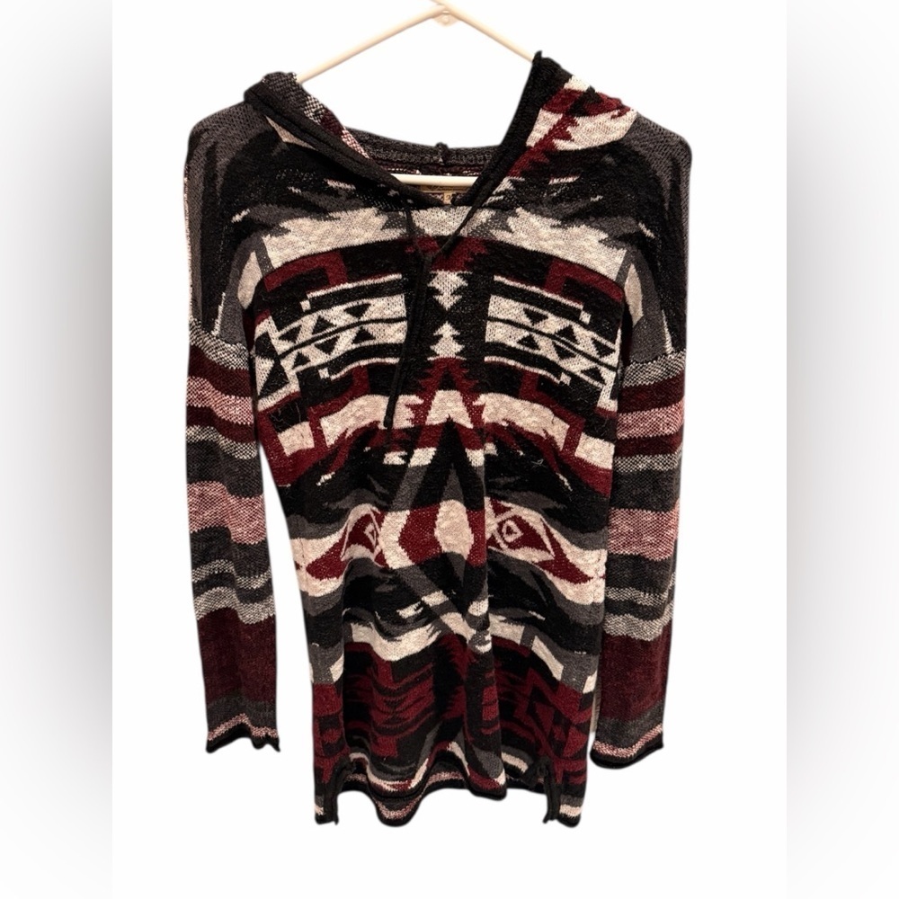 Democracy Hoodie Sweater Geometric Long Sleeve Womens Aztec Boho Size Medium